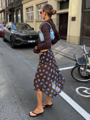 Cyflymder Polka Dot Halter Tops Women's Set Backless Sleeveless Top Flowy Mini Skirt 2025 Summer Elegant Suit Holiday Fashion Lady Sets