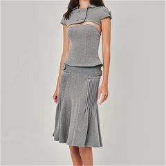 Cyflymder Retro Sexy 2-in-1 Top Duet Top Fog Removable Shrug Fitted Tank Y2K American Trendy Gothic Summer Niche Design Woman Streetwear