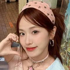 Cyflymder Retro y2K Star Rivet Wide Edge Personality Blue Pink Headband New Charms Hipster Vintage American Style Hair Hoops Headband