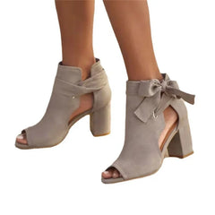 Cyflymder Women Chunky High-heeled Pumps Summer Cloth Side Black Red Sandals Casual Peep Toe Zapatillas Mujer Elegantes