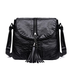 Cyflymder Casual Women Crossbody Bags with tassel Soft PU Leather Messenger Bag Female Small Bags Multiple Pockets Versatile Large capacit