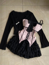 Cyflymder Y2k Aesthetic 3 Piece Sets Knitted Cropped Cardigan + Irregular Bow Print Vest + Fairy Grunge Cake Skirts Vintage Outfits Suit