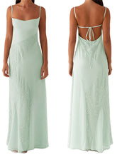 Cyflymder Elegant Floral Print Maxi Dress with V-Neckline and Adjustable Spaghetti Straps Boho Chic Summer Beach Dress for Women