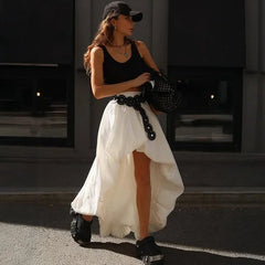 Cyflymder Irregular Flower Buds Skirt Women Spring Summer Street Fashion Pure Cotton Midi Skirt Without Belt Female Commuting Skirt