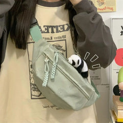 Cyflymder Cute Little Bear Girl Student Chest Bag, Female Korean Edition Casual Crossbody Bag, Simple and Versatile Waist Bag