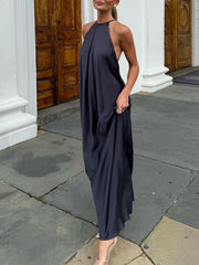 Cyflymder Women's Backless Spaghetti Strap Maxi Dress Summer Elegant Sleeveless Midi Dress Women Sexy Evening Dress Luxury Party Dress