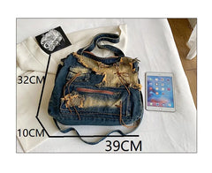 Cyflymder Denim Y2k Womens Shoulder Bag Vintage Washed Distressed Fashion female Messenger Bag Large Capacity ladies Handbag Sac totes
