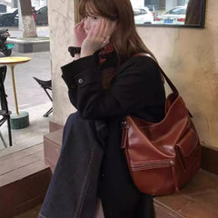 Cyflymder Pu Leather All Match Women's Handbag Vintage Casual Underarm Bag Y2k Aesthetic Office Lady Shoulder Bags Fashion Trendy