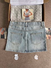Cyflymder Denim Mini Cargo Skirts Women Summer Streetwear Casual Cotton Slim Low Rise Skirt Female Vintage Sweet Preppy Style Faldas Y2K