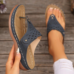 Cyflymder New Thong Flip Flops for Women Fashion Rome Style Summer Beach Slippers for Women Leather Flat Slippers
