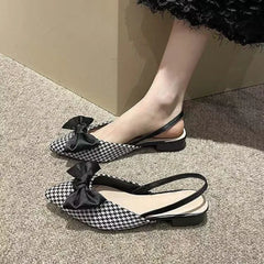 Cyflymder Spring New French Style Low Heel Bow Bag Head Sandals Women's Niche Dress Single Shoe Adult Simple Style Winter Fish Mouth