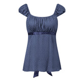 Cyflymder Stylish Women s Fit Blouse with Polka Dot Pattern and Square Neckline Perfect for Everyday Casual Wear