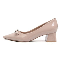 Cyflymder PU Leather Mary Janes - French Vintage Pointed Toe Bowknot Pumps Women Chunky Heel Shallow Shoes Women 52145