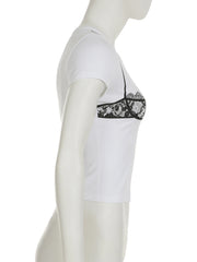 Cyflymder Holiday Casual Printed T Shirt Beach Style Slim O-Neck Short Sleeve Tees Women Summer Fashion Streetwear Ladies