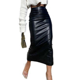 Cyflymder Wetlook Latex Leather Skirt For Women High Waist Bodycon Hip Wrapped White Black Long Skirt Office Lady Business Sexy Skirt