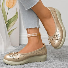 Cyflymder Big SIZE 42 Summer Classic 3.5cm Mid Heels Shoes Women Hollow Out Round Toe Slip On Loafers Pumps Footwear
