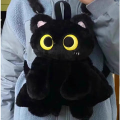 Cyflymder Kawaii Plush Cute Soft Cat Black Backpack Woman New Harajuku Aesthetic Animal Mini Backpacks Hot Girls School Shoulder Bags Y2k