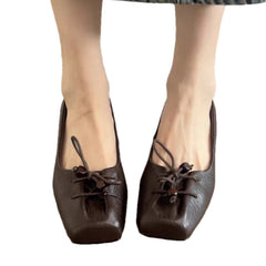 Cyflymder Women's Loafers Shoes Square Toe Shallow Designer Heels Shoes New Heeled Sandals Retro Fad Walking Leather Casual Mujer Zapatos