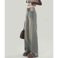 Cyflymder Female Ins Retro High Waist Jeans Pants Girls Comfortable Denim Pants Women Casual Straight Leg Jeans Trousers