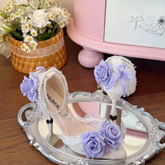 Cyflymder elegant women's shoes y2k heels purple rose lolita cosplay wedding bridal shoes Designer female Women's evening dress shoes