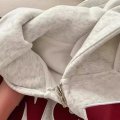 Cyflymder American Retro Embroidered Letter Hooded Sweatshirt Women Loose Fit Stylish Casual Elegant Versatile Spring Fall Top