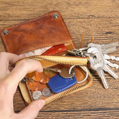 Cyflymder Genuine Leather Key Wallet Men Car Key Holder Zipper Key Case Top Quality Male Man Housekeeper Waist Hanging Keys Organizer
