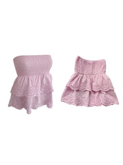 Cyflymder Women s Stylish Off-Shoulder Crop Tops with Ruffle Trim and Smocked Waistband for Casual Summer Outfits