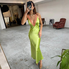 Cyflymder Sexy Lace Slip Dress Women Summer New Lace Trim V-Neck Slim Tourist Beach Straps Long Dress Female Leisure Banquet Dress