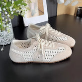 Cyflymder Summer New Women's Soft Leather Breathable Sports Shoes Versatile Retro Style Casual EVA Insole Rubber Bottom Sneakers