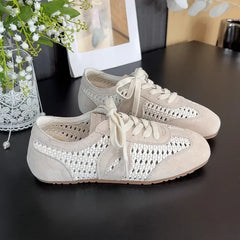 Cyflymder Summer New Women's Soft Leather Breathable Sports Shoes Versatile Retro Style Casual EVA Insole Rubber Bottom Sneakers