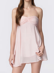 Cyflymder Elegant Women s Strapless Dress with Matching Scarf - Stylish Off Shoulder Solid Color Tube Top Mini Dress for Summer