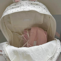 Cyflymder Women Student Fashion Chic Dot Backpack Y2k Aesthetic Preppy Contrast Color Schoolbags All Match Ins Bow Backpacks High-capacity