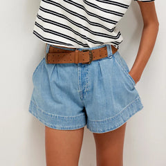 Cyflymder Summer New Women's Casual Loose High Waist Pocket Washing Denim Shorts Women