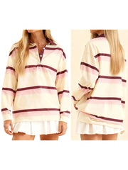 Cyflymder Women s Autumn Casual Stripe Tops Long Sleeve Turn Down Collar Button Up T-shirt