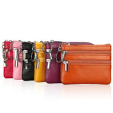 Cyflymder Fashion Women Genuine Leather Coin Purse Small Zipper Card Holder Mini Pouch Change Wallet with Keychain