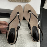 Cyflymder Fashion Metal Decoration Clip Toe Slip On Back Strap Sandals Women Casual Gladiator Low Thin Heels Beach Shoes Sandalias