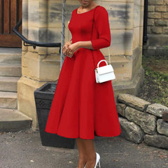 Cyflymder Women's Elegant Luxury Sequins Evening Midi Dress Solid Crew Neck Long Sleeve Slim Ball Gown Autumn Female Prom Wedding Dresses