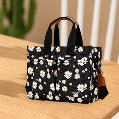 Cyflymder Cute Floral Print Diaper Bag Tote with Shoulder Strap and Large Capacity for Mom and Baby Essentials on the Go