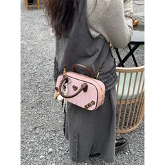 Cyflymder Sweet Cool Pink Square Bag Purse Women High Street Handle Bowling Messenger Bag Female Casual Crossbody Bags Aesthetic