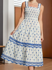 Cyflymder Women s Boho Floral Print Sleeveless Maxi Dress with Adjustable Spaghetti Straps for Summer Beach Vacation Style