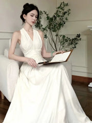 Cyflymder plus Size V-Ne Svel Dr Women Summer 2025 New Sle Slimming Waist High Waist A-Line Long Dr for Vaion