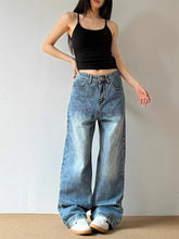 Cyflymder Summer Women's Large Size Blue High Waist Wide Legs Thin Jeans Vintage Trousers Cool Girl Casual Bottoms Female Solid Color Pant