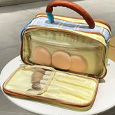 Cyflymder Cartoon Oxford Cloth Plaid Makeup Bag Storage Handle Travel Cosmetic Container Large Capacity Portable Wash Pouch Travel