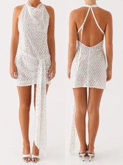 Cyflymder Sexy V-Neck Glitter Bodycon Dress with Spaghetti Straps and Backless Design for Night Out Clubwear Cocktail Party