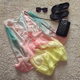 Cyflymder rainbow DRESS women V-neck Tiered ruffle trim Summer dress holiday boho beach dress female