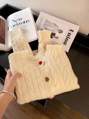 Cyflymder Chic Rainbow Buttons Cardigan Sweaters Women Korean Sweet Loose Casual Knitted Coat Fashion O Neck Lady Long Sleeve Tops