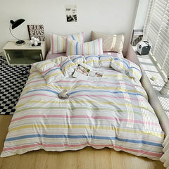 Cyflymder Bonenjoy Bed Linen Set Stripe Style Bedding Home Soft Bedsheet Set Single/Double/Queen/King Size Bedclothes juegos de sábanas