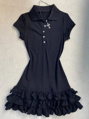 Cyflymder Summer Gothic Darkly Slim New Dress Women Design Vintage Short Sleeve Skinny Dresses Female Y2k Hot Girl Retro Clothing 2025
