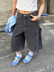 Cyflymder Women's Shorts Straight High Waisted Seven Point Pants Summer Cargo Young Girl Casual Bottom Female Calf-length Pants