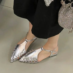 Cyflymder Flats Pointed Toe Sandals Women Summer Casual Shoes 2025 Fashion New Slippers Designer Beach Walking Cozy Trend